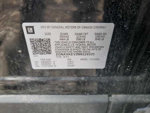 2021 CHEVROLET EQUINOX LT 2GNAXKEV2M6128325