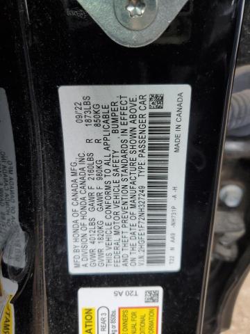 2022 HONDA CIVIC EX - 2HGFE1F72NH327249