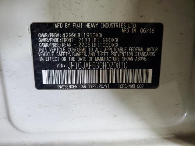 2016 SUBARU IMPREZA PR - JF1GJAF63GH020810