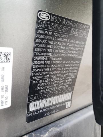 2020 LAND ROVER RANGE ROVE - SALWR2SU4LA728567