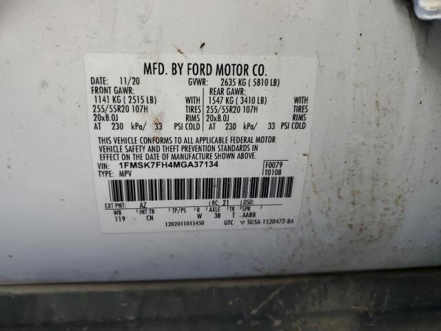 2021 FORD EXPLORER L - 1FMSK7FH4MGA37134