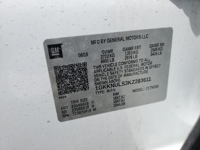 2019 GMC ACADIA SLT 1GKKNULS3KZ283611