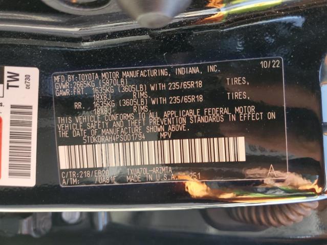 5TDKDRAH4PS001794 2023 TOYOTA HIGHLANDER