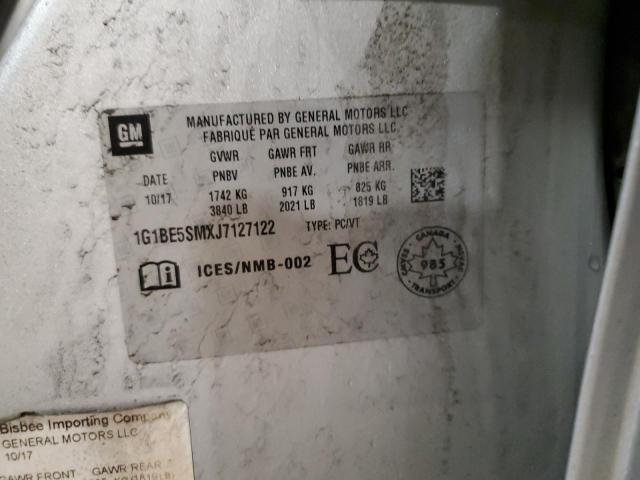 2018 CHEVROLET CRUZE LT 1G1BE5SMXJ7127122