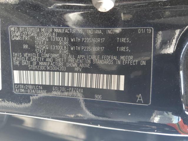 2019 TOYOTA SIENNA XLE 5TDYZ3DC1KS004203