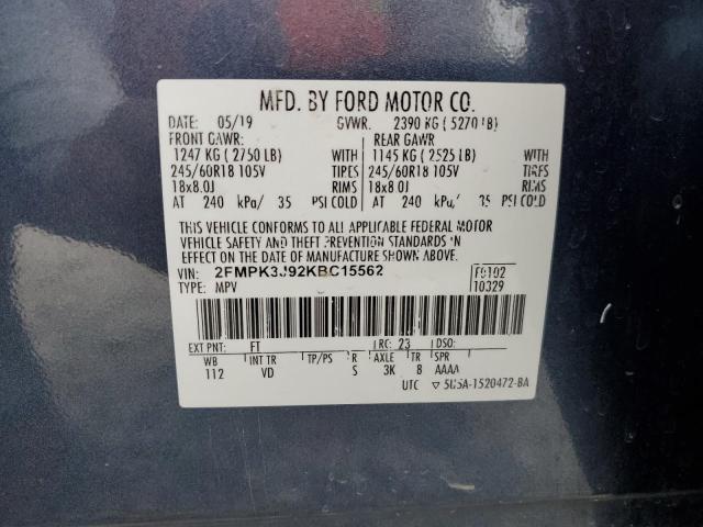 2019 FORD EDGE SEL - 2FMPK3J92KBC15562