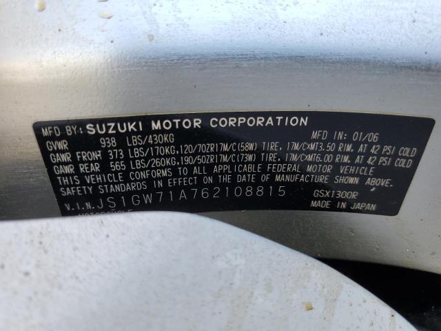 2006 SUZUKI GSX1300 R JS1GW71A762108815