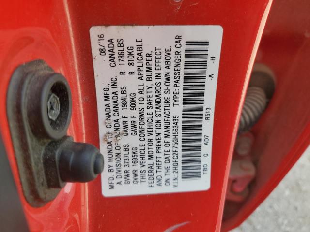 2016 HONDA CIVIC EX - 2HGFC2F75GH563439