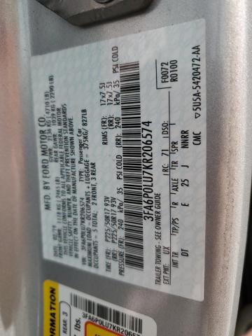 2019 FORD FUSION SE - 3FA6P0LU7KR206574