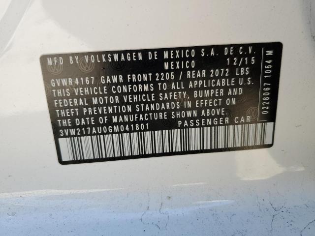 2016 VOLKSWAGEN GOLF S/SE 3VW217AU0GM041801