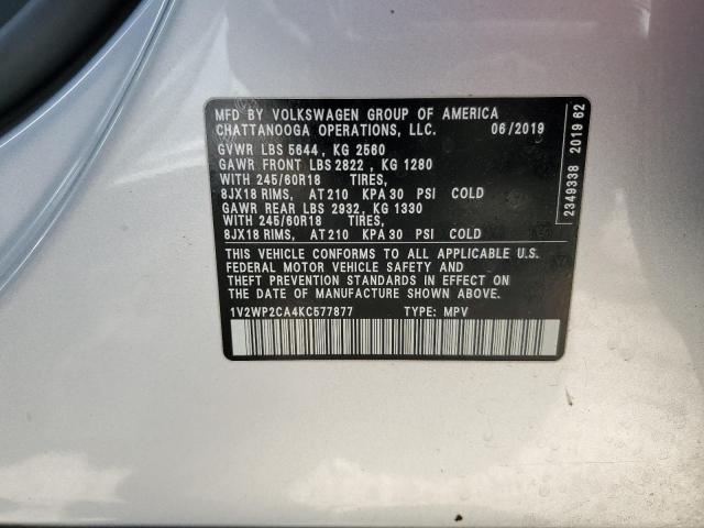 2019 VOLKSWAGEN ATLAS SE - 1V2WP2CA4KC577877