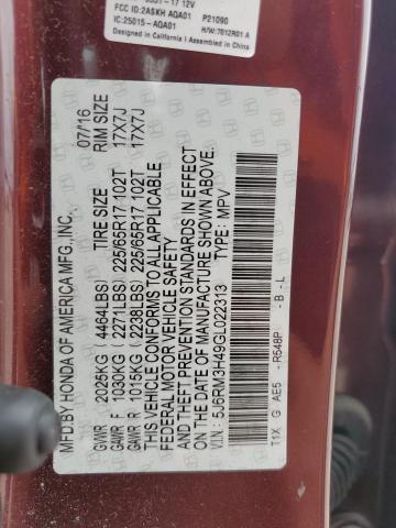 2016 HONDA CR-V SE 5J6RM3H49GL022313
