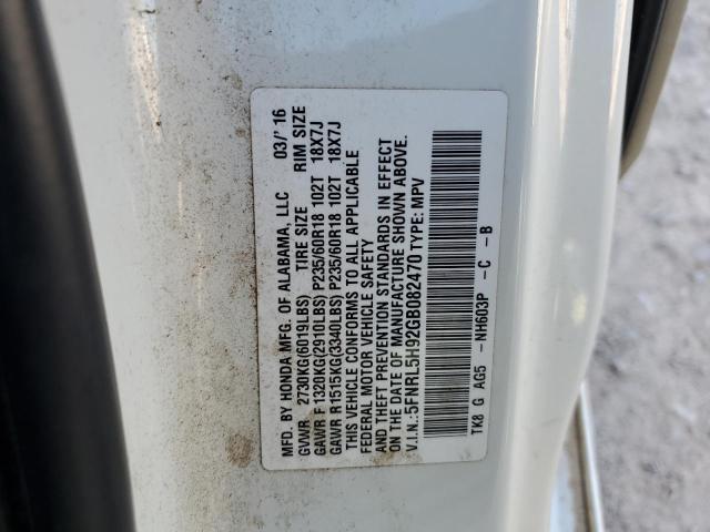 2016 HONDA ODYSSEY TO - 5FNRL5H92GB082470
