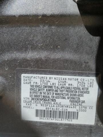 2016 NISSAN VERSA S - 3N1CN7AP3GL877925