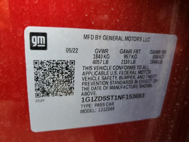 2022 CHEVROLET MALIBU LT - 1G1ZD5ST1NF153693