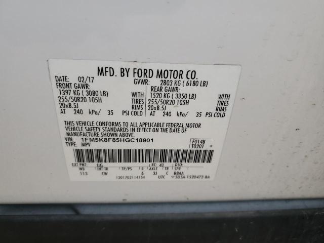2017 FORD EXPLORER L - 1FM5K8F85HGC18901