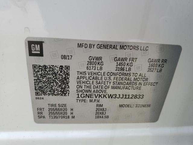 2018 CHEVROLET TRAVERSE H 1GNEVKKW3JJ112833