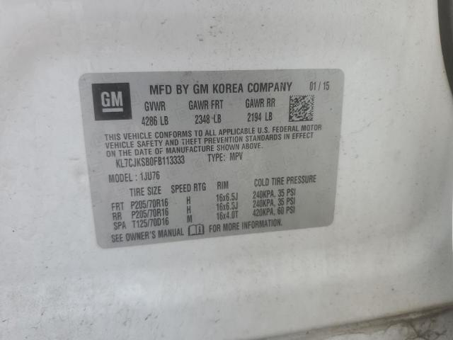 2015 CHEVROLET TRAX LS KL7CJKSB0FB113333