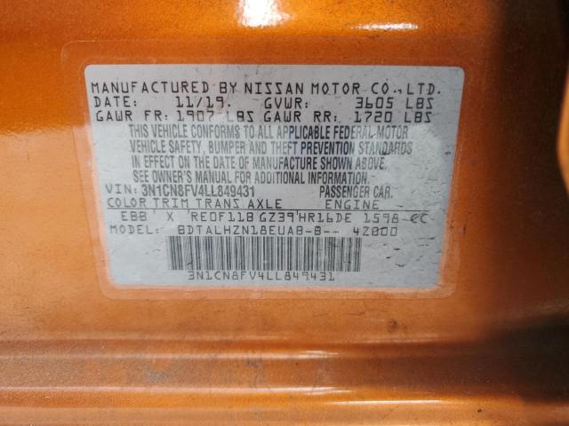 2020 NISSAN VERSA SR - 3N1CN8FV4LL849431