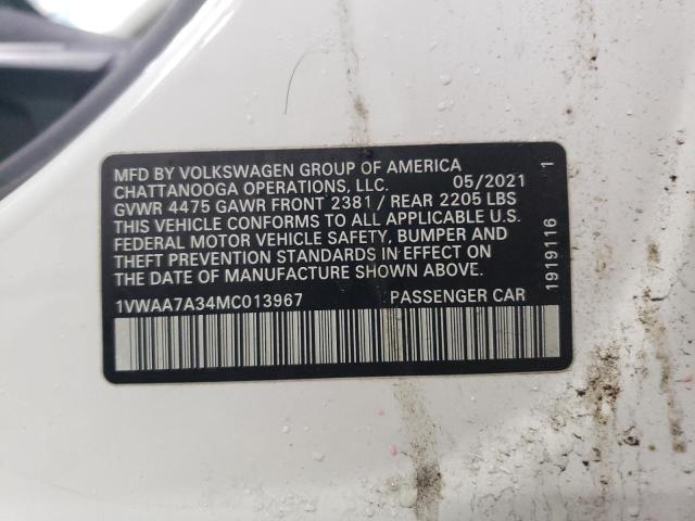 2021 VOLKSWAGEN PASSAT S - 1VWAA7A34MC013967