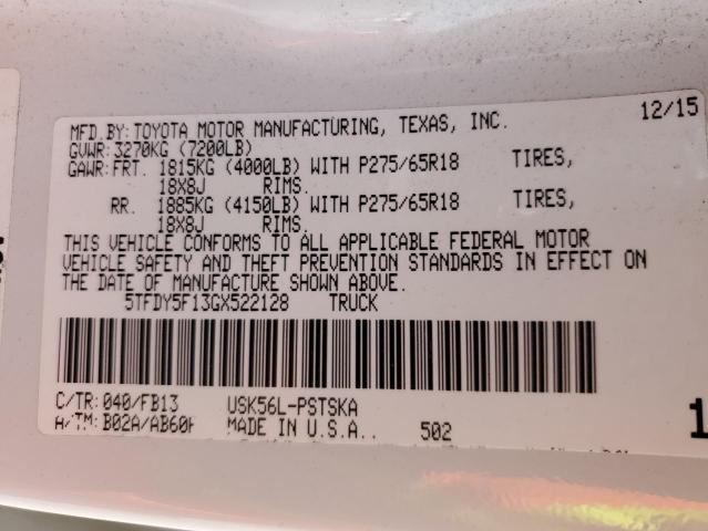 2016 TOYOTA TUNDRA CRE - 5TFDY5F13GX522128