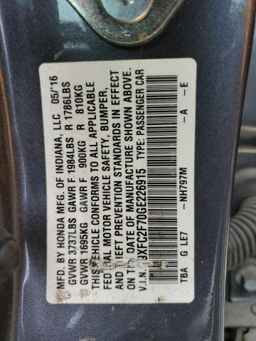 2016 HONDA CIVIC 19XFC2F70GE226915