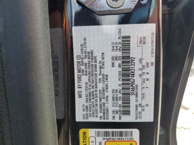 2019 FORD FUSION S - 3FA6P0G74KR213292