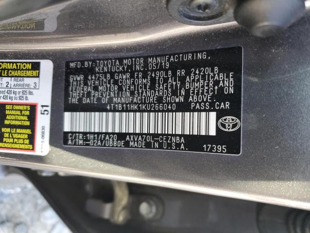 2019 TOYOTA CAMRY L - 4T1B11HK1KU266040