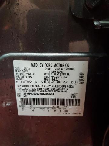 2021 FORD EDGE SEL - 2FMPK4J90MBA02554