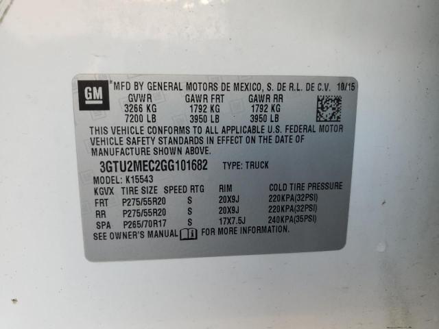 2016 GMC SIERRA K15 - 3GTU2MEC2GG101682