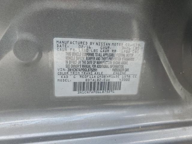 2016 NISSAN VERSA S - 3N1CN7AP0GL875291