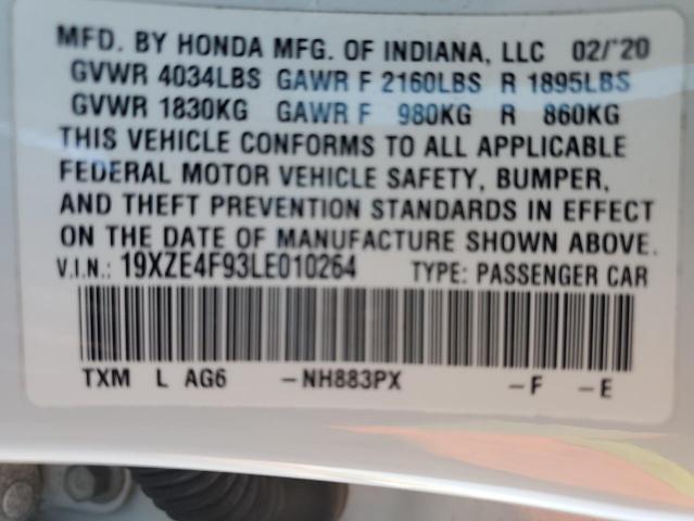 2020 HONDA INSIGHT TO 19XZE4F93LE010264