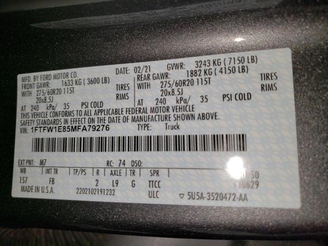 2021 FORD F150 SUPER - 1FTFW1E85MFA79276