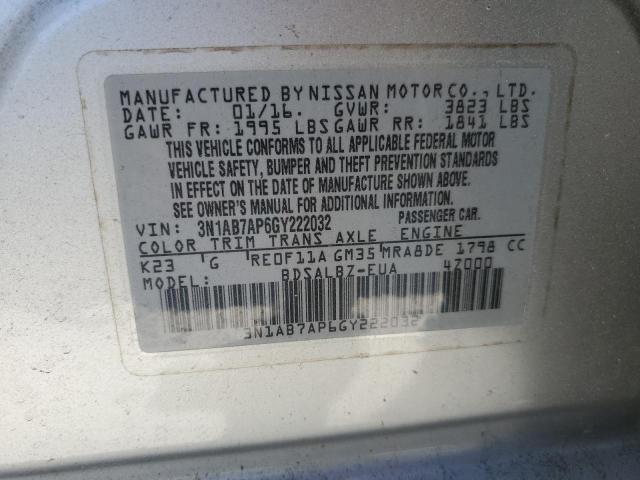 2016 NISSAN SENTRA S - 3N1AB7AP6GY222032