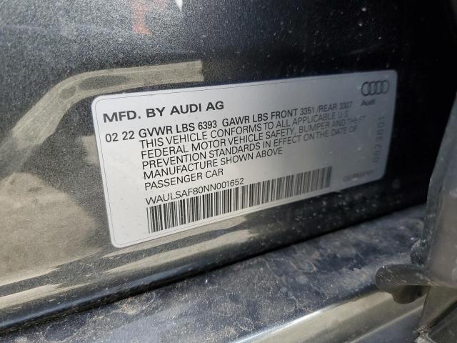 2022 AUDI S8 WAULSAF80NN001652