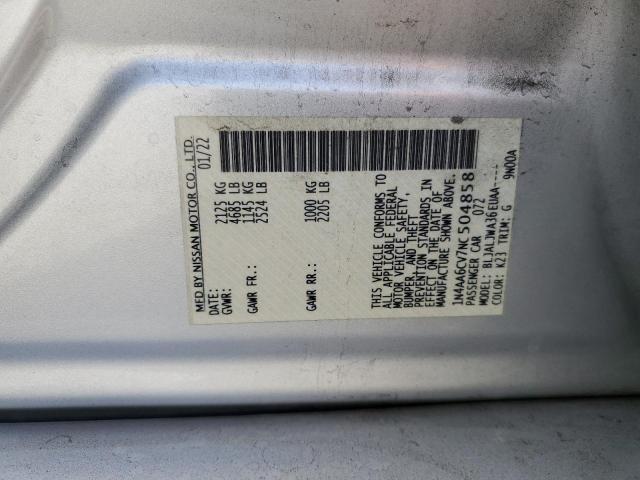 2022 NISSAN MAXIMA SV 1N4AA6CV7NC504858