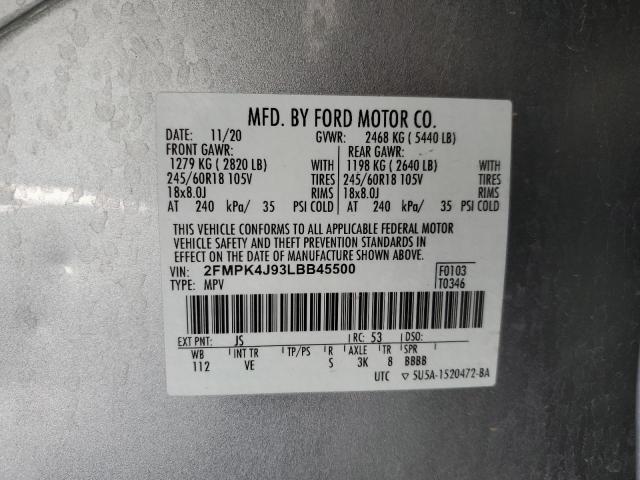 2020 FORD EDGE SEL - 2FMPK4J93LBB45500