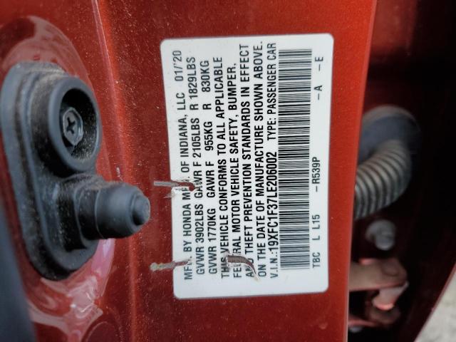 2020 HONDA CIVIC 19XFC1F37LE206002