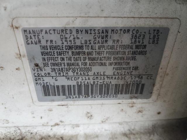 2016 NISSAN SENTRA S - 3N1AB7AP3GY302050