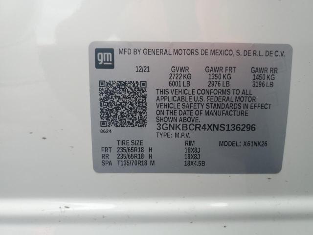 2022 CHEVROLET BLAZER 2LT 3GNKBCR4XNS136296