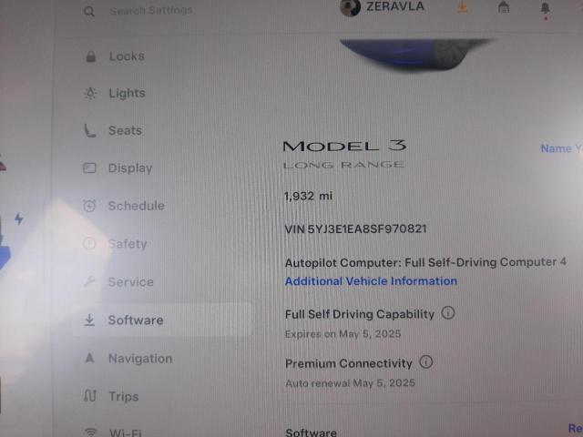 2025 TESLA MODEL 3 - 5YJ3E1EA8SF970821