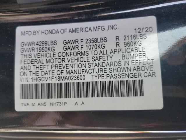 2021 HONDA ACCORD LX - 1HGCV1F18MA023600