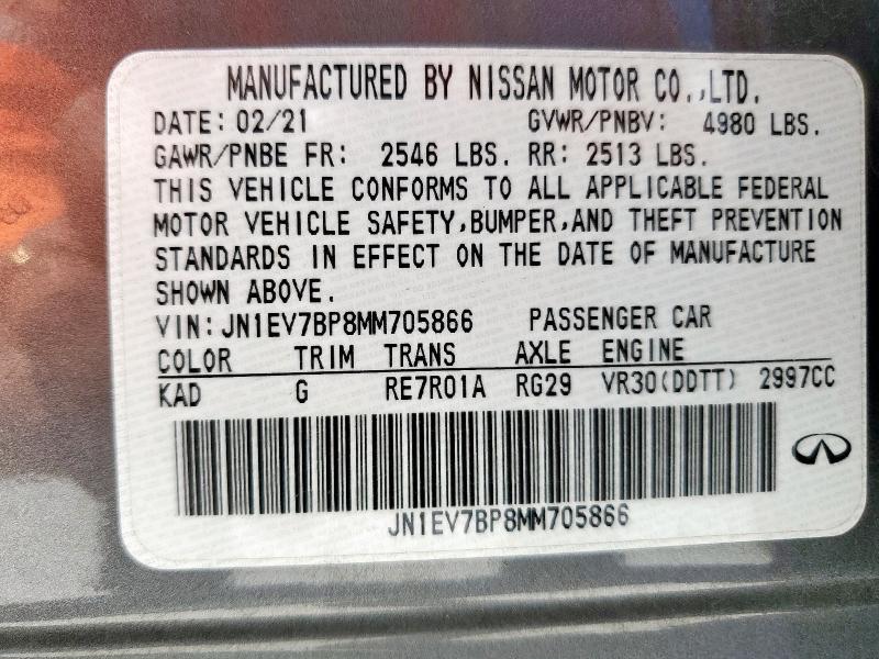 2021 INFINITI Q50 LUXE - JN1EV7BP8MM705866