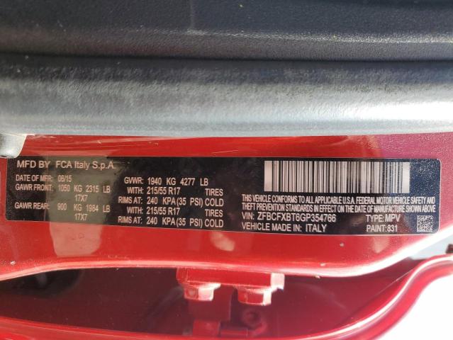 2016 FIAT 500X EASY ZFBCFXBT6GP354766