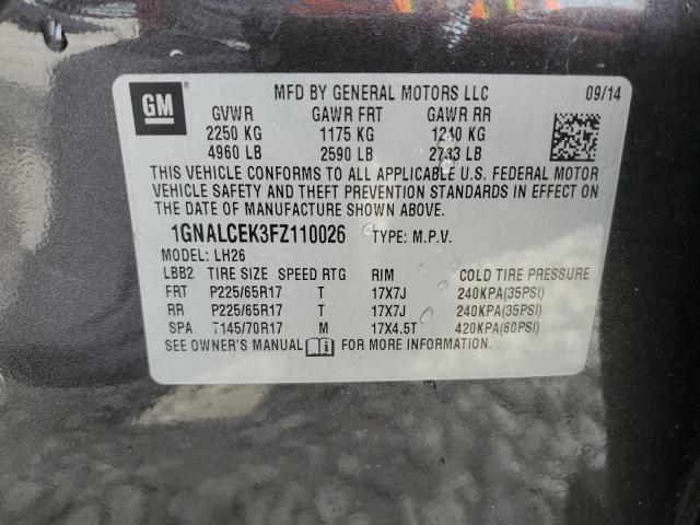 2015 CHEVROLET EQUINOX LT - 1GNALCEK3FZ110026