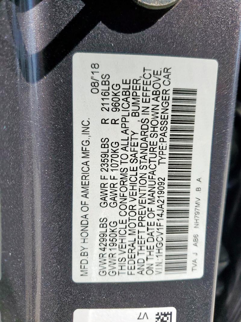 2018 HONDA ACCORD LX - 1HGCV1F14JA219092