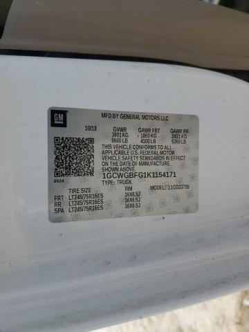 2019 CHEVROLET EXPRESS G2 - 1GCWGBFG1K1154171