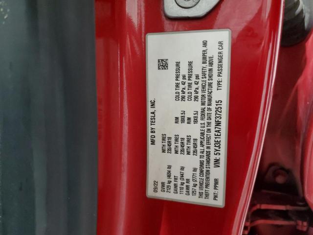 2022 TESLA MODEL 3 - 5YJ3E1EA7NF372515