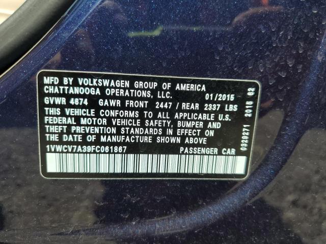 2015 VOLKSWAGEN PASSAT SEL - 1VWCV7A39FC061867