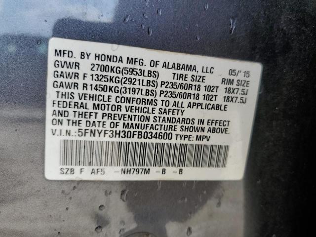 2015 HONDA PILOT SE 5FNYF3H30FB034600